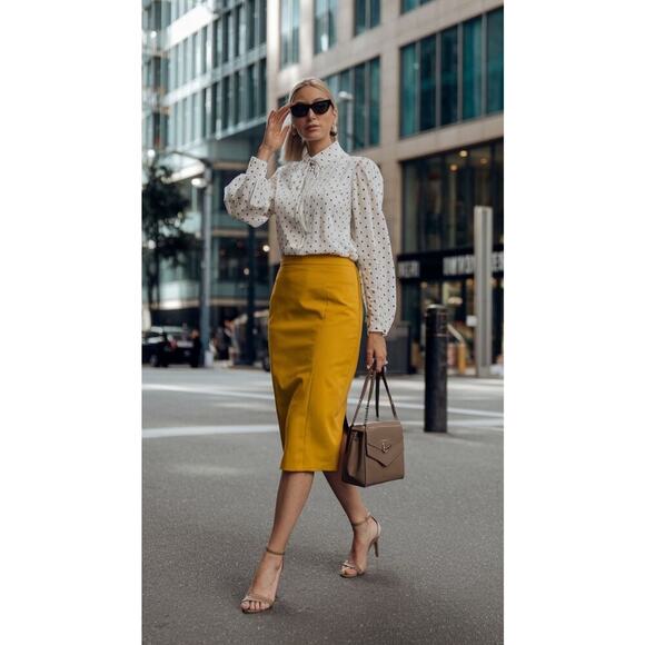 J.Crew No. 2 Mustard Wool Pencil Skirt | Fall Prep Chic Office Capsule Classic - Picture 7 of 13